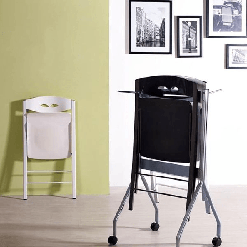 VOLERO', Carrello Salvaspazio Porta Sedie Pieghevoli, Modello Pirro, Capacità 8 Sedie, 4 Ruote con Freno. (Grigio)